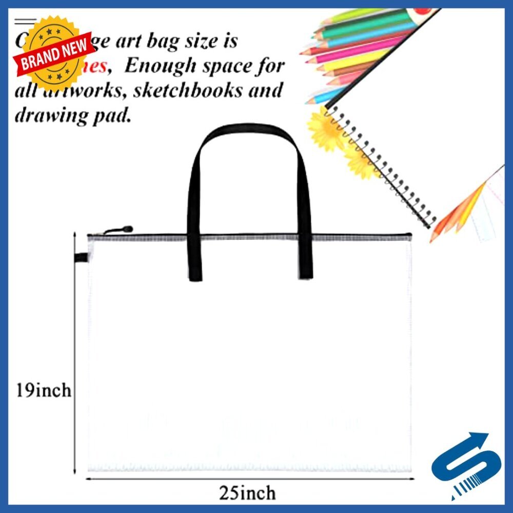 Waterproof Art Portfolios Storage Bags with Zipper and Handle for Posters - Picture 2 of 7